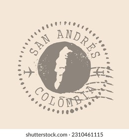 Poststempel von San Andres. Karte Silhouette Gummi Siegel.  Design Retro Travel. Siegel Karte San Andres von Kolumbien grunge für Ihr Design.  EPS10