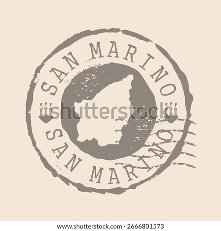 Stamp Postal of  San Marino. Map Silhouette rubber Seal.  Design Retro Travel. Seal of Map San Marino grunge  for your design. Grand Duchy of Luxembourg. EPS10