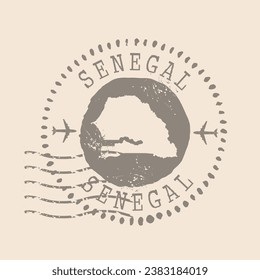 Stamp Postal of  Senegal. Map Silhouette rubber Seal.  Design Retro Travel. Seal of Map Senegal grunge  for your design.  EPS10