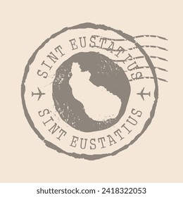 Stamp Postal of Sint Eustatius island. Map Silhouette rubber Seal.  Design Retro Travel. Seal  Map of Sint Eustatius grunge  for your design. Caribbean Netherlands.  EPS10