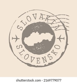 Stamp Postal of Slovakia. Map Silhouette rubber Seal.  Design Retro Travel. Seal of Map Slovakia grunge  for your design.  EPS10