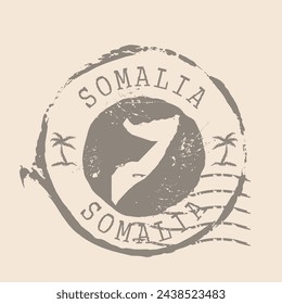 Stamp Postal of  Somalia. Map Silhouette rubber Seal.  Design Retro Travel. Seal of Map Somalia grunge  for your web site design, logo, app, UI. EPS10