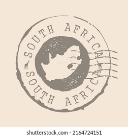 Stamp Postal of South Africa. Map Silhouette rubber Seal.  Design Retro Travel. Seal of Map South Africa grunge  for your design.  EPS10