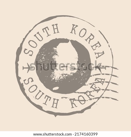 Stamp Postal of South Korea. Map Silhouette rubber Seal.  Design Retro Travel. Seal of Map South Korea grunge  for your design. Indonesia. EPS10