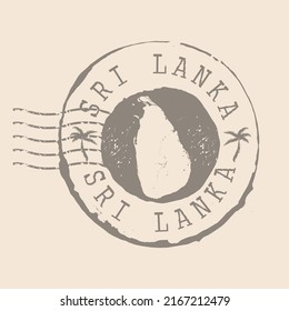 Stamp Postal of Sri Lanka. Map Silhouette rubber Seal.  Design Retro Travel. Seal of Map Sri Lanka grunge  for your design.  EPS10