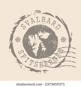 Stamp Postal of Svalbard. Map Silhouette rubber Seal.  Design Retro Travel. Seal  Map Spitsbergen grunge  for your design. Norwegian archipelago. EPS10