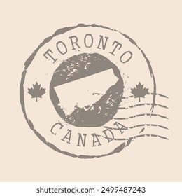 Stamp Postal of  Toronto is city of Canada. Map Silhouette rubber Seal.  Design Retro Travel. Seal of Map Toronto grunge  for your design.  EPS10