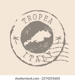 Stamp Postal of Tropea is city of Italy. Map Silhouette rubber Seal.  Design Retro Travel. Seal  Map of Tropea grunge  for your design. Italy. EPS10