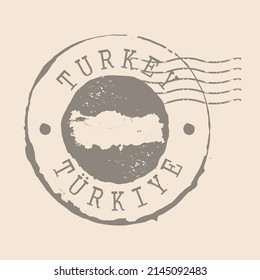 Stamp Postal of Turkey. Map Silhouette rubber Seal.  Design Retro Travel. Seal of Map Turkey grunge  for your design.  EPS10