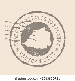 Stamp Postal of Vatican City. Map Silhouette rubber Seal.  Design Retro Travel. Seal  Map of Vatican City grunge  for your design. Vatican City State. EPS10