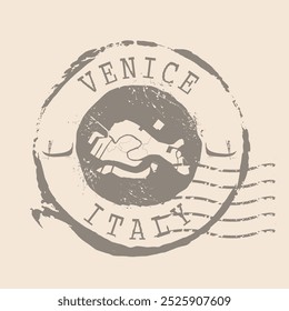 Stamp Postal of Venice. Map Silhouette rubber Seal.  Design Retro Travel. Seal  Map of Venice grunge  for your design. Italy. EPS10