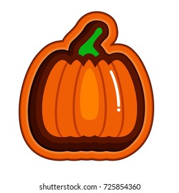 Stamp pumpkin logo flat style.