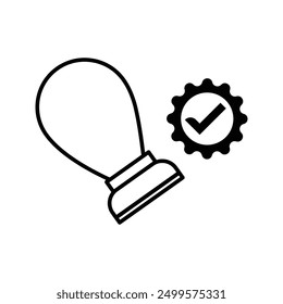 Sello con Vector de icono de marca de verificación de insignia de calidad