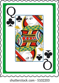 Stamp with Queen of clubs