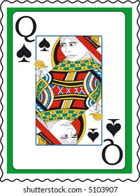 Stamp with Queen of spades