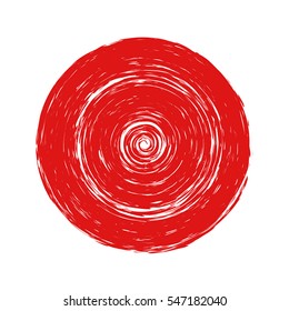 Stamp Red Grunge Texture. Bold circle distressed background. Badge or insignia element. Logos, Icons or Label template. Empty circular design element. EPS10 vector.