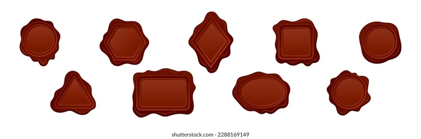 Stamp Red Wax Seal for Close Letter and Document Vector Set