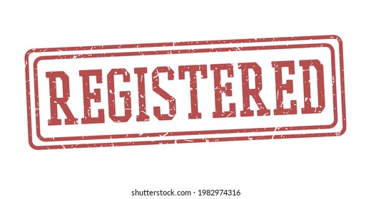 Stamp Registered. Rectangular 
 Vector Postmark Retro Style Design Icon. Vintage Style Old Grunge Badge.