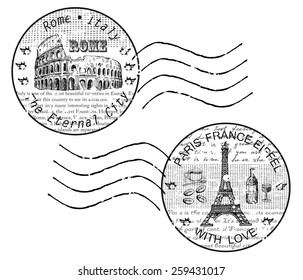 stamp rome paris