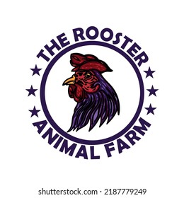 stamp rooster design logo vector. illustration of rooster design vector