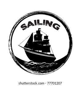 stamp with sailing ship