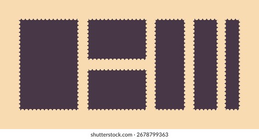  Conjunto de Vectores de sello de sello Gráficos de borde de matasellos perforados