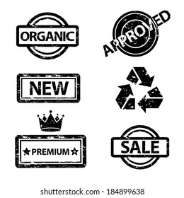 Stamp set collection in black color isolated on white background. Fully editable and customizable. 
