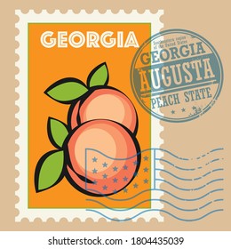 Stamp set with the name Georgia, United States, vector illustration