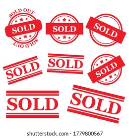 Stamp Set. Sold out stamps grunge. Sold out badge