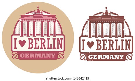 Stamp set with words Love Berlin, Germany inside, vector illustration