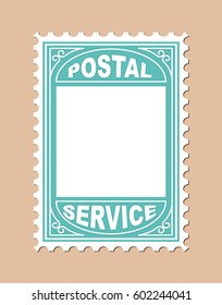 Stamp Shape Blank Placard. Vector Illustration Of Postal Stamp Shape Blank Placard.