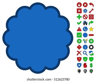 Stamp Shape interface toolbar pictogram with bright toolbar icon collection. Vector pictograph style is flat symbols with contour edges.