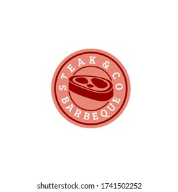 Stempelform Restaurant Logo mit Fleisch isoliert auf weißem Hintergrund gut für Retro-Restaurant Identität und Logo oder Werbezwecke