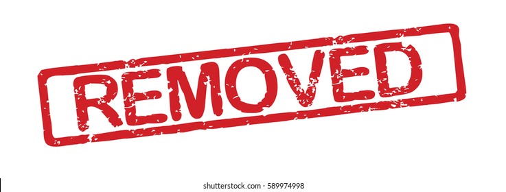 Stamp showing word "Removed" - red color over white background