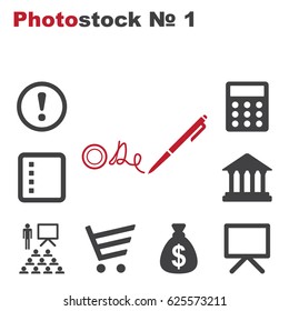 Stamp and signature icon isolated on white background
