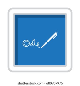 Stamp and signature icon vector flat design style, isolated on white background