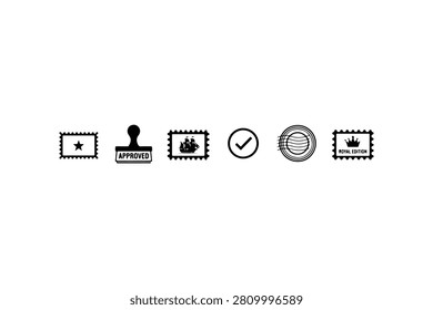 Stamp Silhouette Vector Icon Collection Set