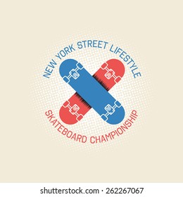 Stamp of skateboard championship for typography. It is a vector print for design of your t-shirt and for use in other spheres with skateboard.