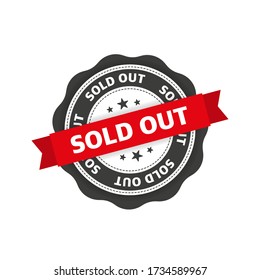 Stamp with SOLD OUT text of flat style isolated on white background. Vector illustration.