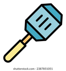 Stamp spatula icon outline vector. Cooking kitchen. Bbq utensil color flat