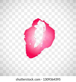 Stamp, spot or blot of fresh red or pink juicy strawberry on the cut isolated on transparent background. Element or object for design.
