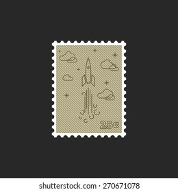 Stamp Start Up Rocket, Mockup Startup Project Logo