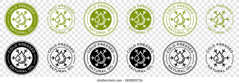 Stamp, sticker - Cold pressed natural oil. Information sign. Vector