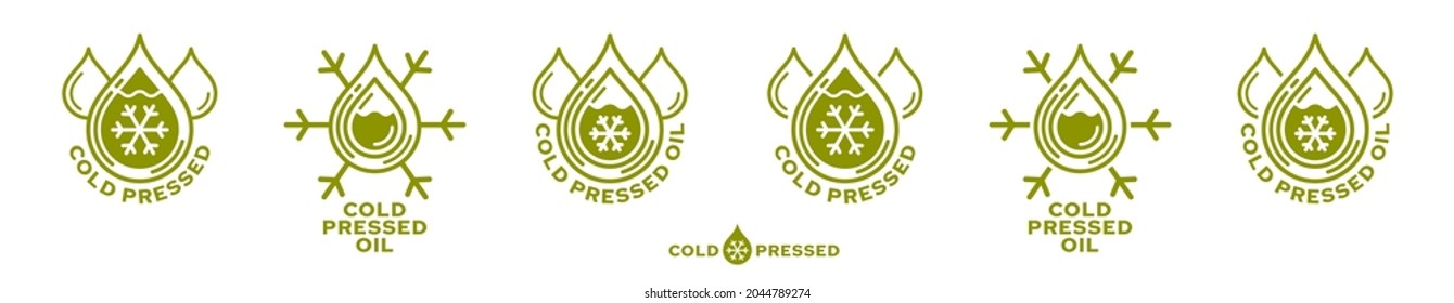 Stamp, sticker - Cold pressed natural oil. Information sign. Vector grouped elements.