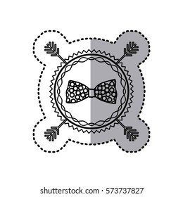 stamp sticker silhouette bow tie accesory vector illustration