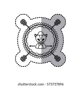 stamp sticker silhouette kitty animal with accesories vector illustration