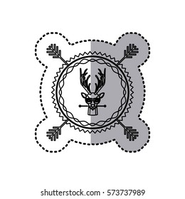 stamp sticker silhouette moose animal with accesories