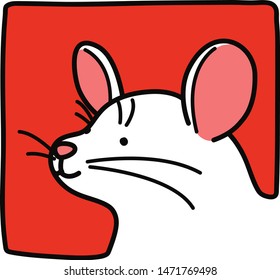 Stamp style mouse head red background