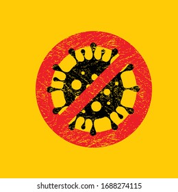 Ilustración vectorial de tipo estampado del símbolo de virus corona covid-19 en vintage 