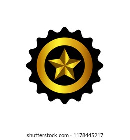 stamp sunbrust icon, vector label symbol with star